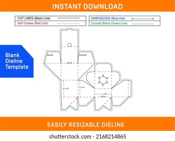 Square Size Auto Bottom Lock Box Dieline Template And 3D Trndering Box