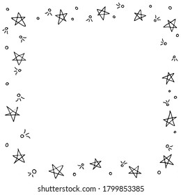 Marco de tamaño cuadrado, dibujado a mano en forma de doodle.