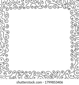 Marco de tamaño cuadrado, dibujado a mano en forma de doodle.