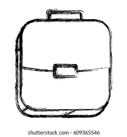 square sketch button with briefcase vector illustration