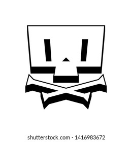 Square skull and bones isolated. Vector illustration