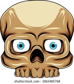 The square skull head with the blue lens with the brown skin