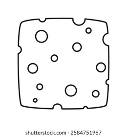 square slice cheese with holes isolated, flat vector illustration