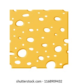 square slice of cheese with holes on white background. realistic style. vector illustration.