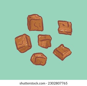 Square small braised dried tofu in ingredient illustration