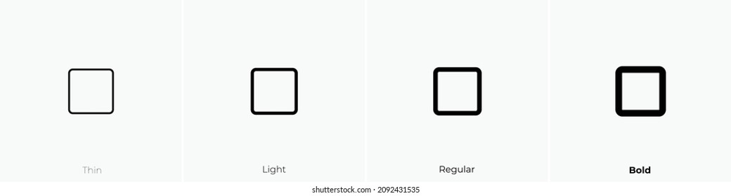 square small icon. Thin, Light Regular And Bold style design isolated on white background