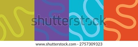 Square social media backgrounds with organic curved paths in assorted bold colors for digital marketing post