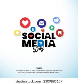 Square social media day background with text and notifications