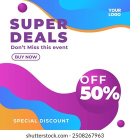 Square social media post full color