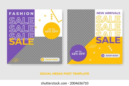 Square social media post template sale promotion banner with photo collage.