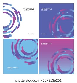 Square Social Media Template with Purple Blue gradient color 