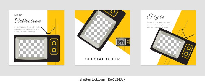 Square social networking template. for marketing on social media. vector illustration elements