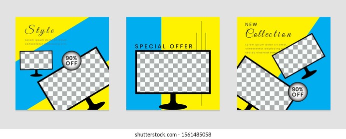 Square social networking template. for marketing on social media. vector illustration elements