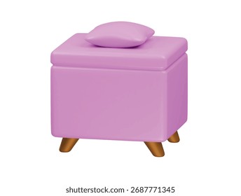 ícone de sofá quadrado renderização de ilustração 3d