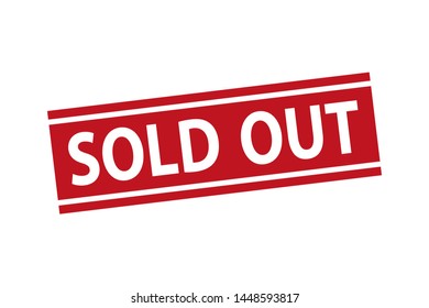 square sold out sign label stamp. sold out red stamp text on Rectangular white background. illustrator modern icon button sold
