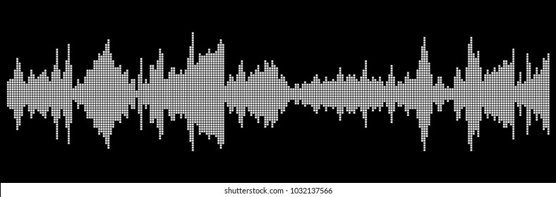  square sound music wave equalizer silhouette  isolated on black background