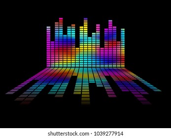 Square sound waveforms. Music waves logo for sound studio, template for ui, musical equipment, vst. Vector illustration