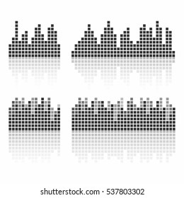 Square sound waveforms. Music waves logo for sound studio, template for ui, musical equipment, vst. Vector illustration