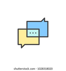 Square speech bubble filled outline icon, line vector sign, linear colorful pictogram isolated on white. Chat symbol, logo illustration. 
