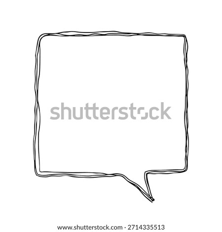 Square speech bubble hand-drawn icon Monochrome vector illustration with multiple overlapping lines