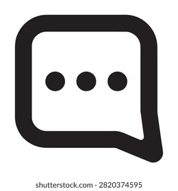 Square speech bubble icon with three dots denoting a pending conversation ellipsis conversation communication dialogue interface feedback technology application interaction minimalist