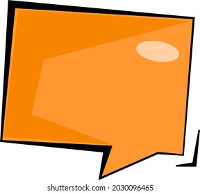 A square speech bubble, orange in color. Stickers for inserting text. A design element. Bright colored bubble for conversations on a white background, empty frames.