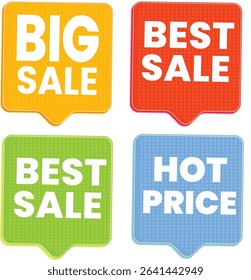 Square Speech Bubble Sale Tags with Big Sale and Best Sale Text