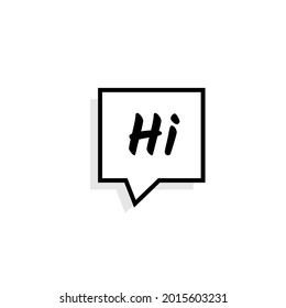 Square speech bubble saying Hi outline icon. Clipart image isolated on white background