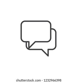 Square speech bubbles outline icon. linear style sign for mobile concept and web design. Chat dialogue simple line vector icon. Conversation symbol, logo illustration. Pixel perfect vector graphics