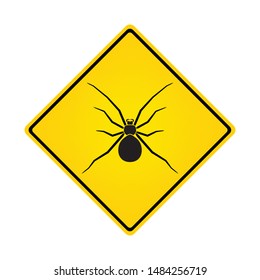  Square spider warning sign, vector design
