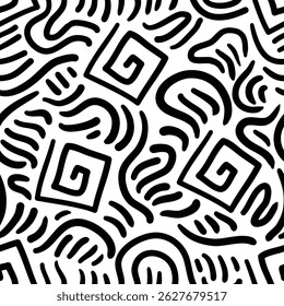 Quadrado e espiral abstrato padrão sem costura para adesivo, cartão postal, impressões, mural, etc