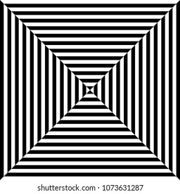 Square spiral. Black and white vector illustration.
