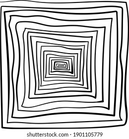 Espiral cuadrada. Vector de línea de bobina cuadrada.