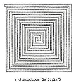 Padrão de espiral quadrada. Design de labirinto concêntrico. Ilustração de vetor geométrico. Arte visual hipnótica.