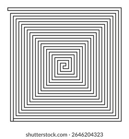 Square spiral pattern. Concentric maze design. Geometric Vector illustration. Hypnotic visual art.