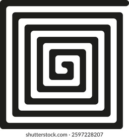 Square spiral pattern. Optical illusion effect. Black white geometric. Vector background.