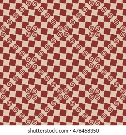 Square and spiral seamless pattern. Fashion graphic background design. Modern stylish abstract texture. Colorful template for prints, textiles, wrapping, wallpaper, website VECTOR illustration
