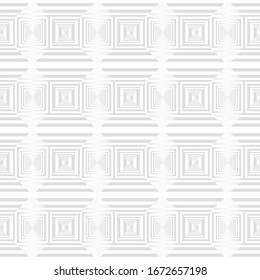 Quadratisches Spiralstreifen-Dreieck wiederholen. Weißer abstrakter, nahtloser geometrischer Musterhintergrund. Kunststil kann in Cover-Design, Buchdesign, Poster, CD-Cover, Flyer, Website-Hintergründe verwendet werden. Vektorillustration.