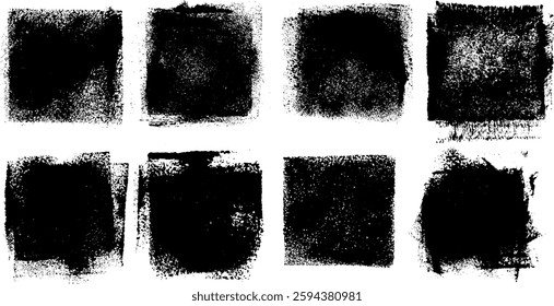 Square Sponge Brush Paint Grunge Background Vector Set