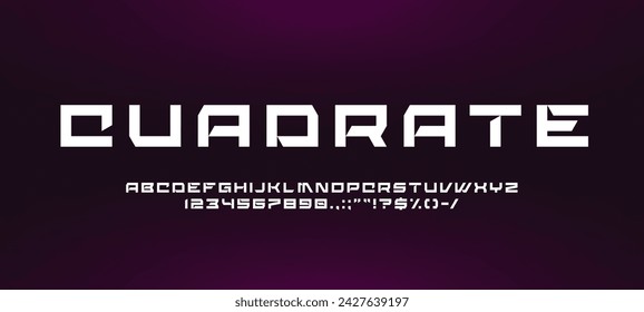 Square sport font, strong futuristic type and techno English alphabet, vector abstract italic typeface. Creative cubic font or square letters and quadrate ABC typography or trendy modern typeset