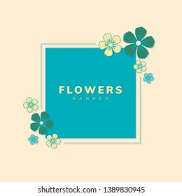 Square spring flower badge vector