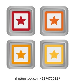 Botones de estrella cuadrada. Diseño de certificado. Evaluación del cliente. Icono de estrella. Calificación de revisión del cliente. Elemento de diseño de calidad. Ilustración vectorial.