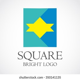 Square star connection abstract vector and logo design or template bright geometric business icon of company identity symbol concept