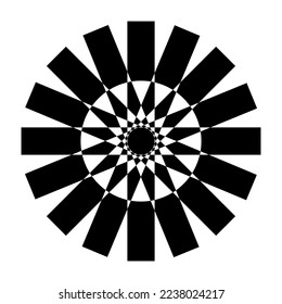 Mandala negra geométrica de estrella cuadrada