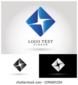 Square Star Logo. Symbol & Icon Vector Template.