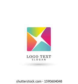 Square Star Logo. Symbol & Icon Vector Template.