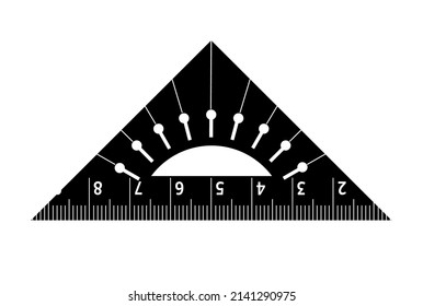 Icono de estilo simple negro del protractor de regla de estacionado cuadrado ilustración vectorial detallada