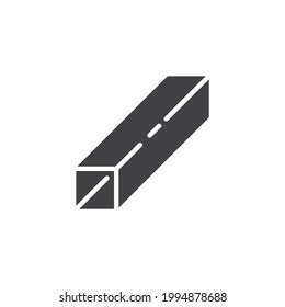 Square steel profile vector icon. filled flat sign for mobile concept and web design. Square metal pipe glyph icon. Symbol, logo illustration. Vector graphics