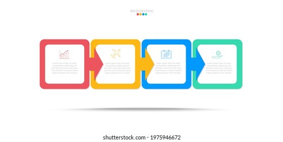 Square step infographic in eps10 vector (divided into layers in file), 4 colors  for 4 steps with business icon.(divided into layers in file)