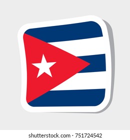 Square sticker with flag of Cuba. high quality flag of Cuba square glossy icons. vector illustration.
